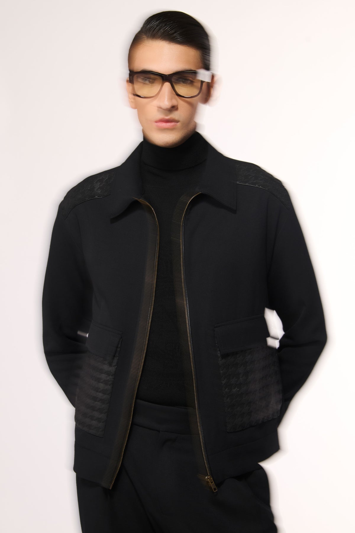 Black Layering with Houndstooth Detail