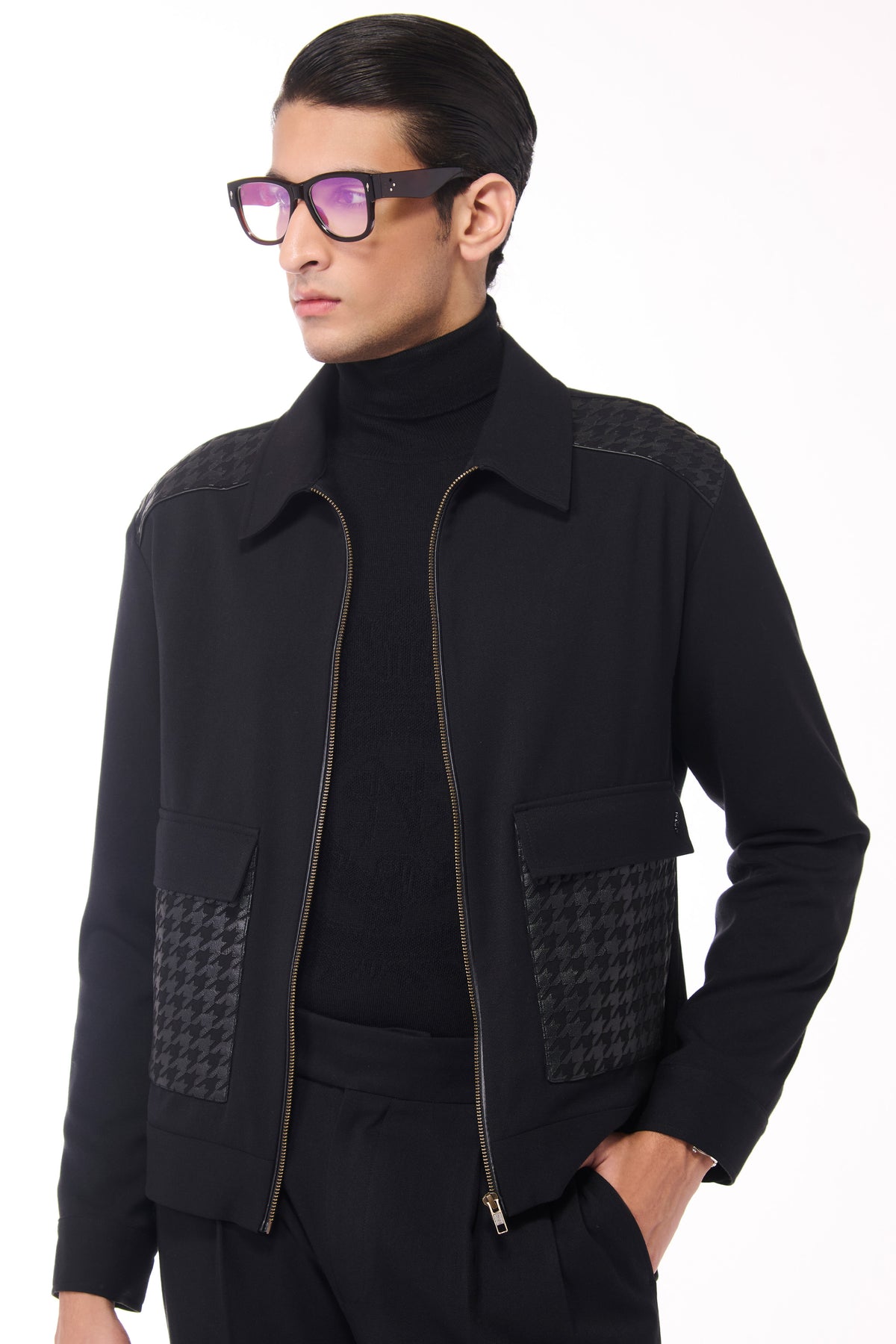 Black Layering with Houndstooth Detail