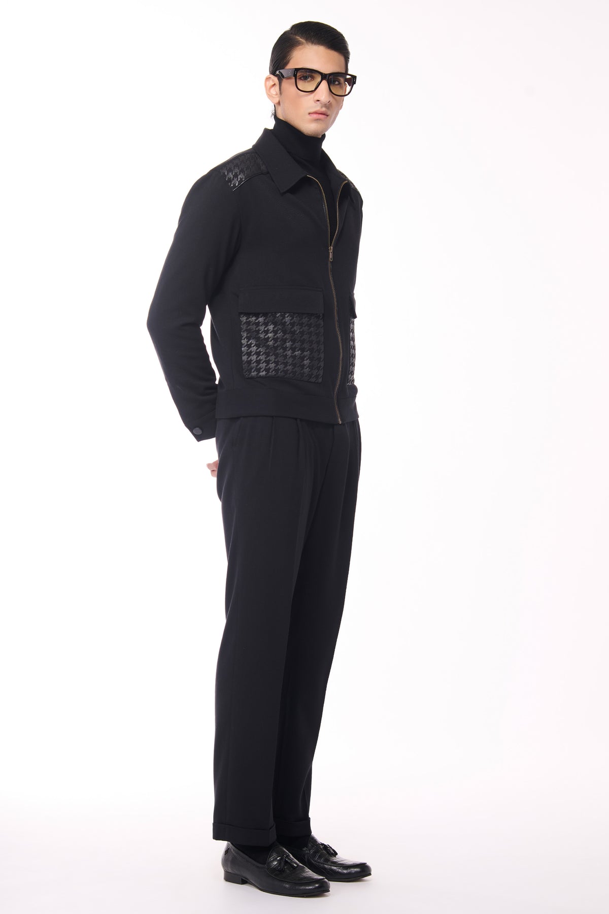 Black Layering with Houndstooth Detail
