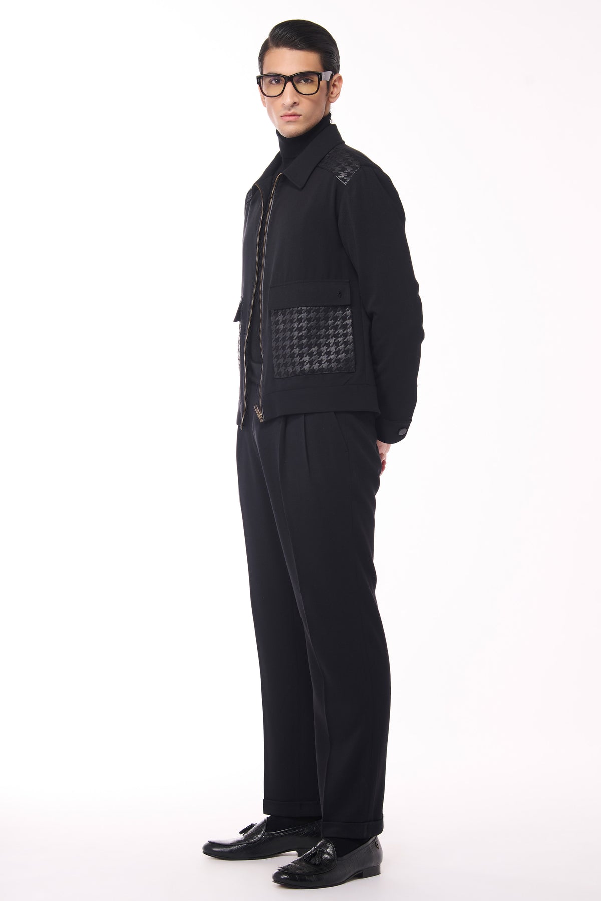 Black Layering with Houndstooth Detail