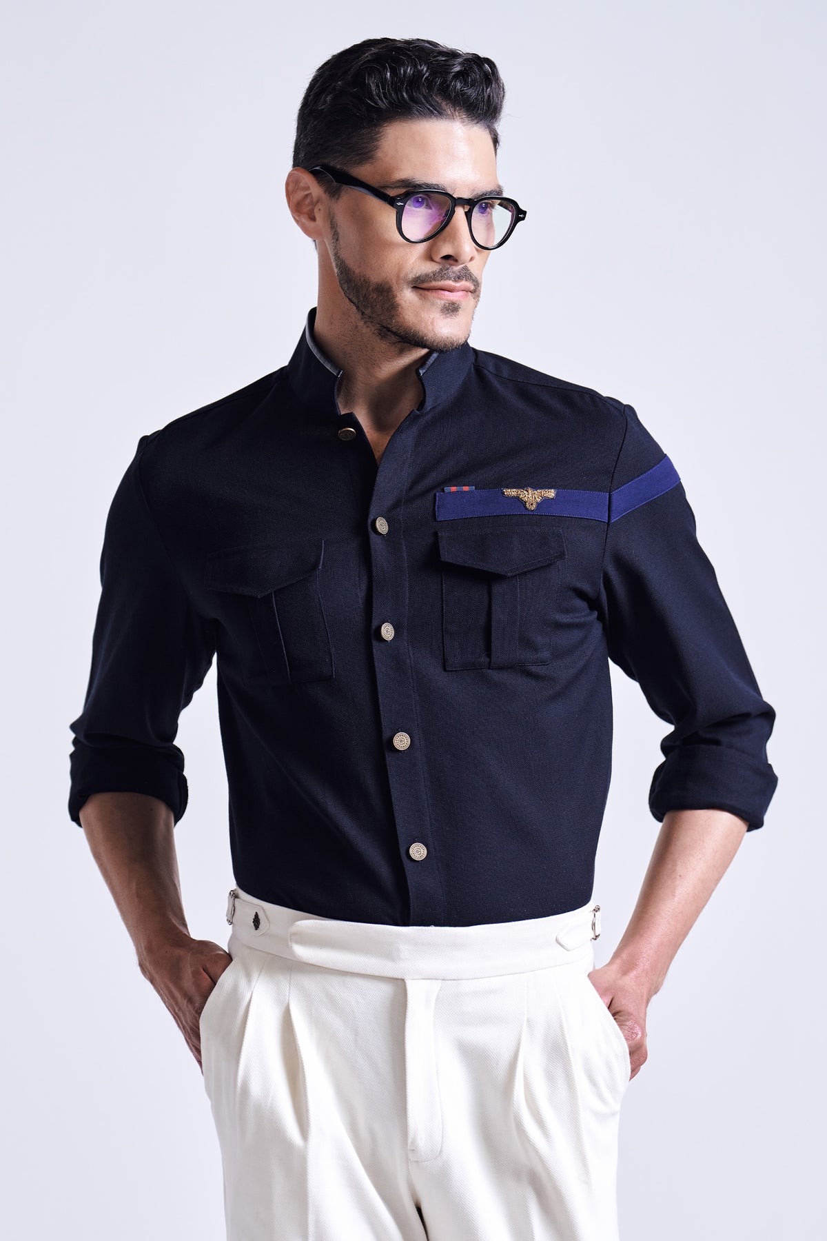 Crested Black Shirt