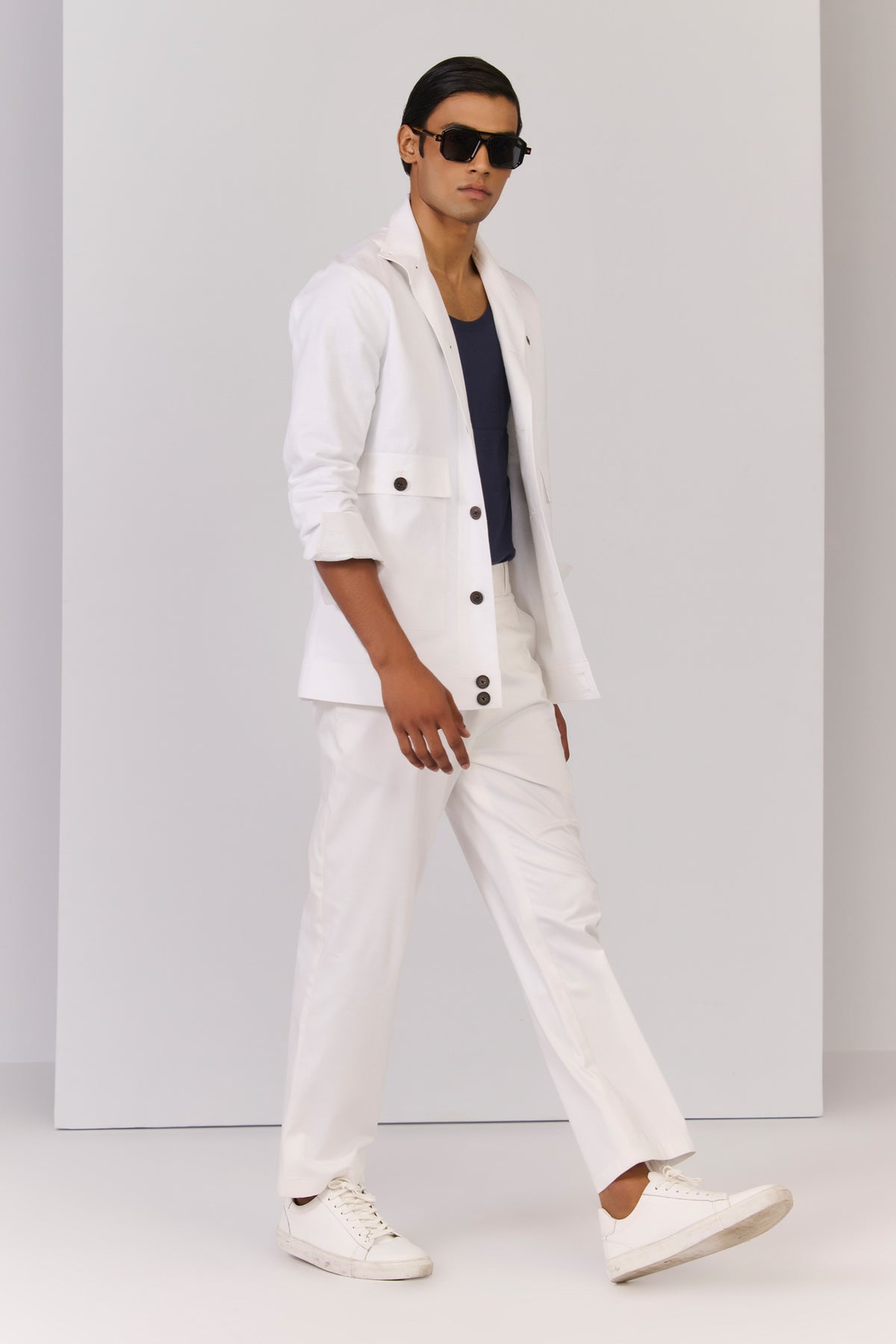 Off White Linen Utility Shacket