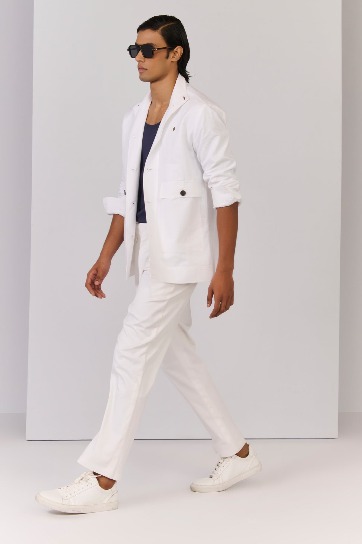 Off White Linen Utility Shacket