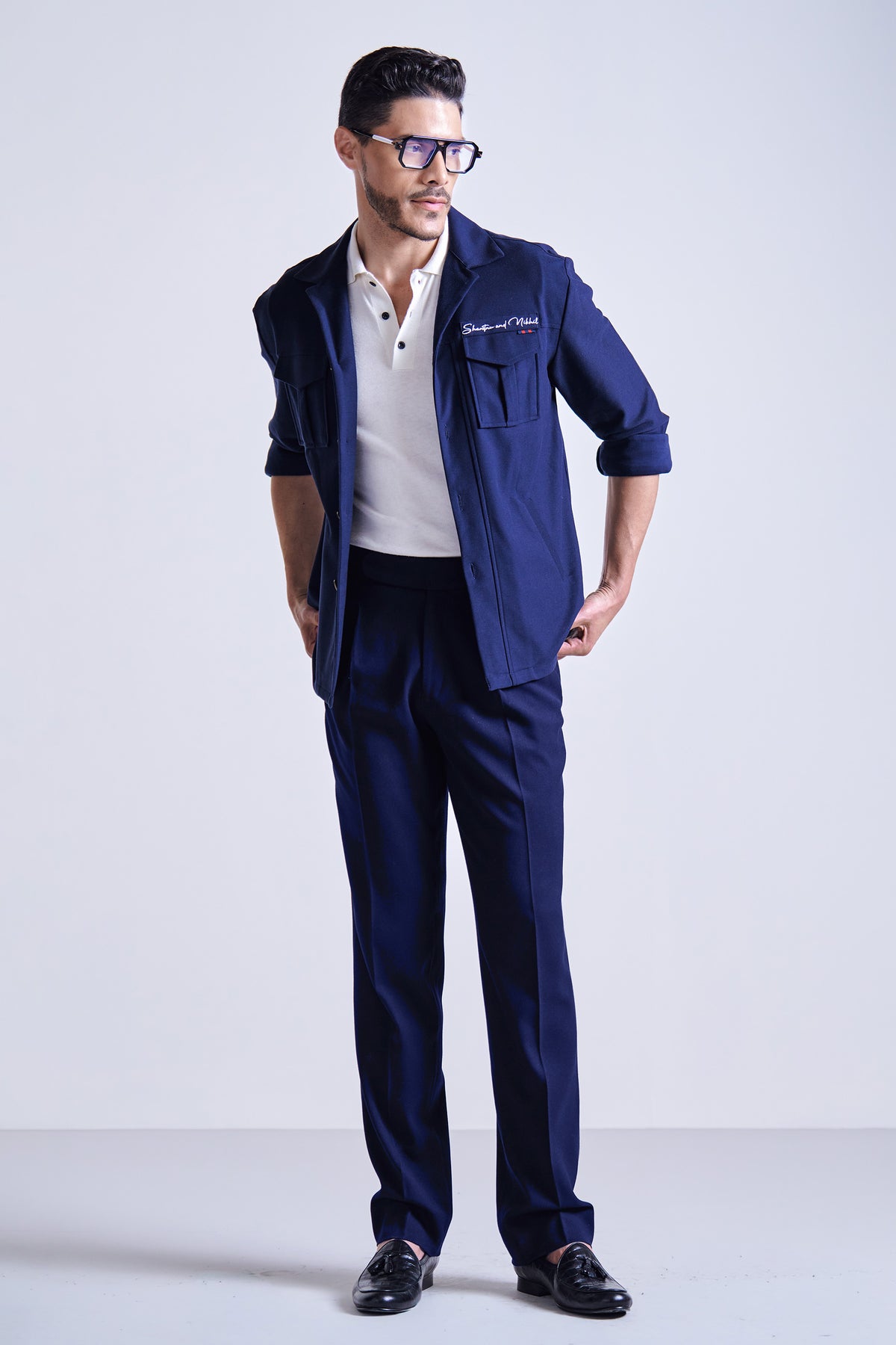Navy Shirt with Patch Pocket