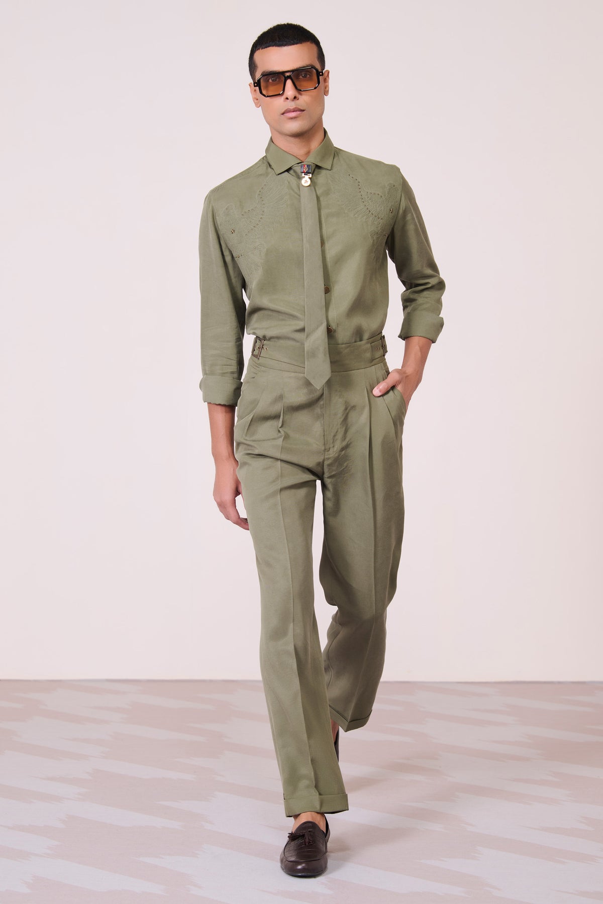 Olive Embroidered Shirt