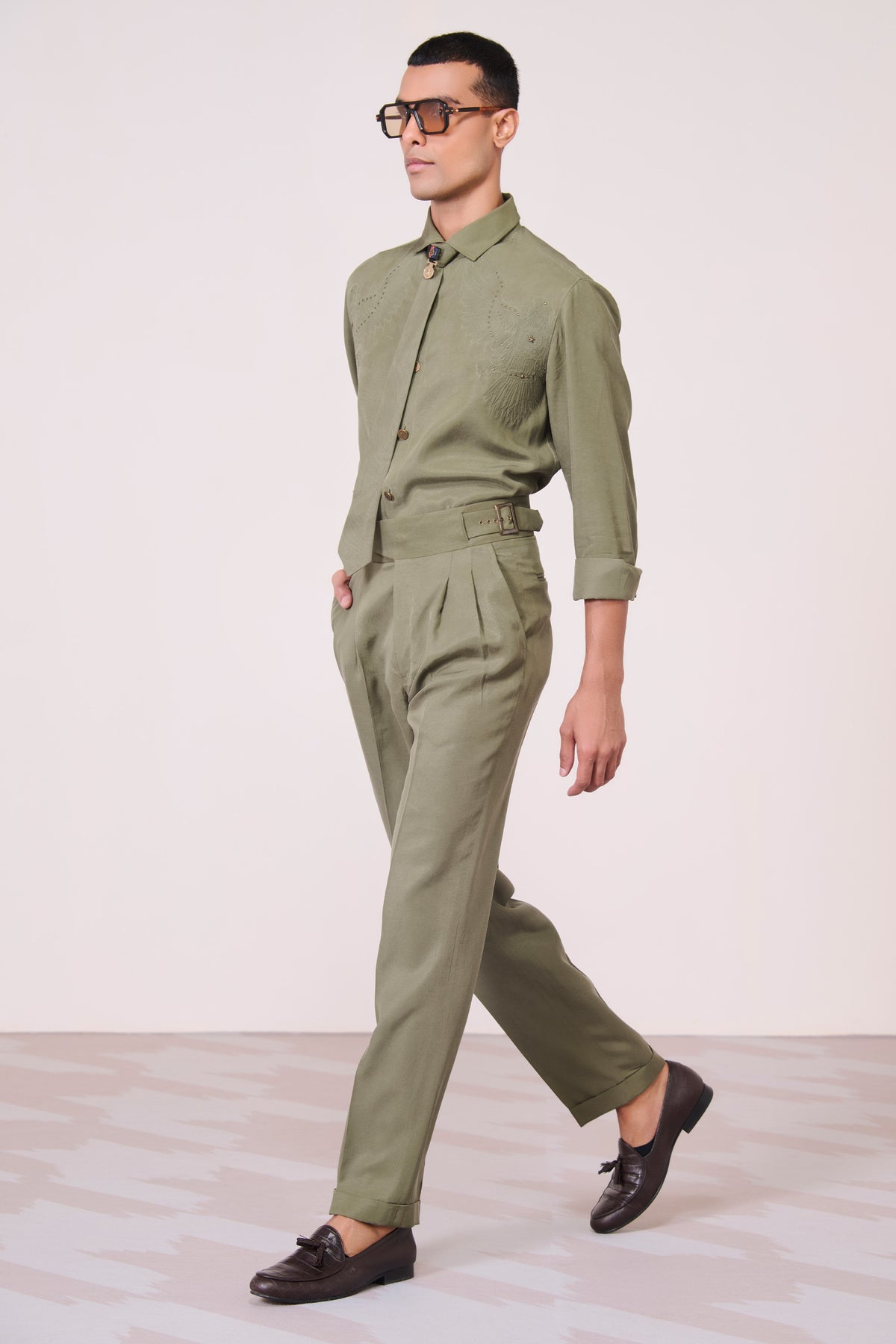 Olive Embroidered Shirt