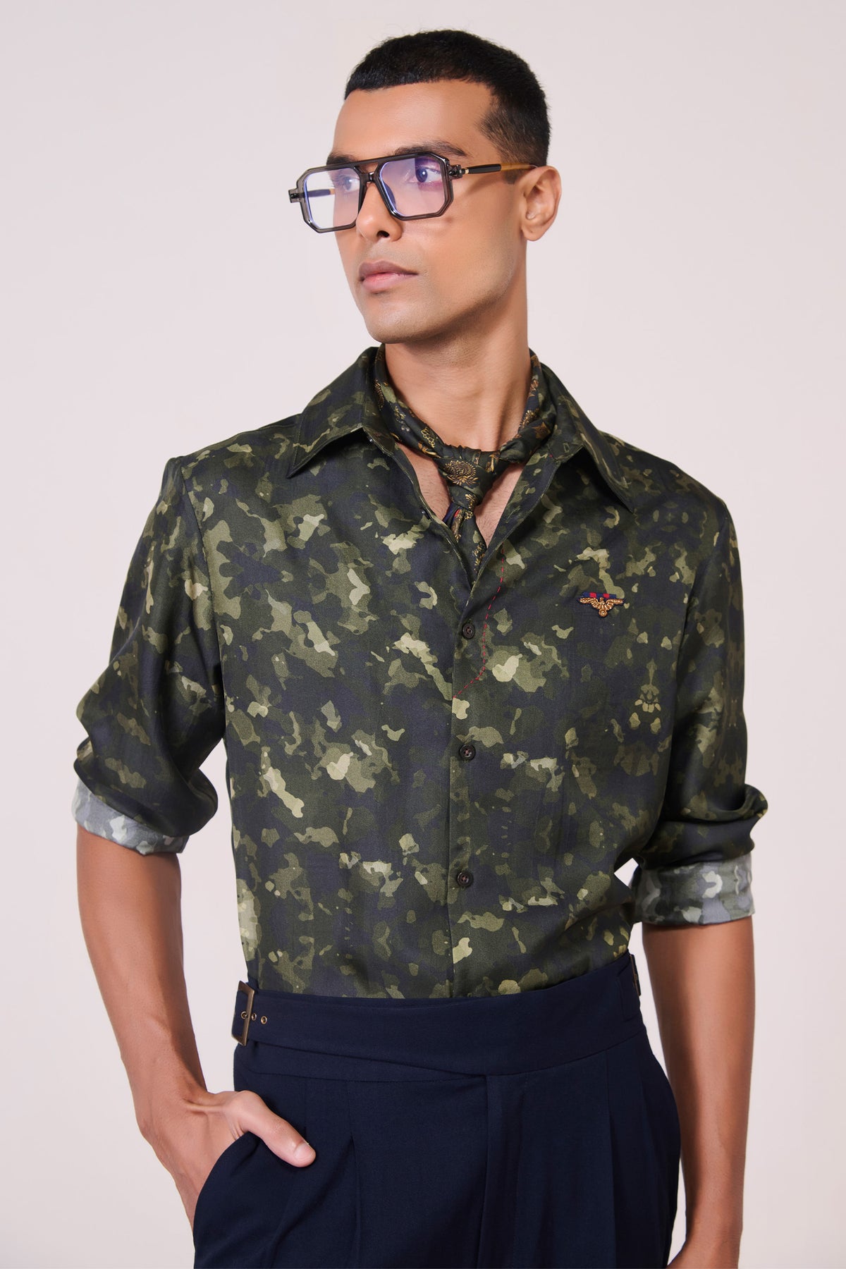 Camo Silk Twill Shirt