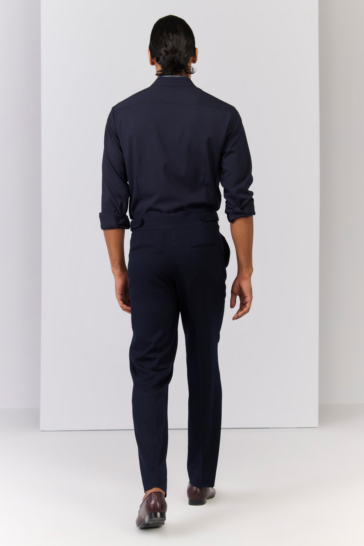 Navy Crested Shirt with Printed Engraved Panel