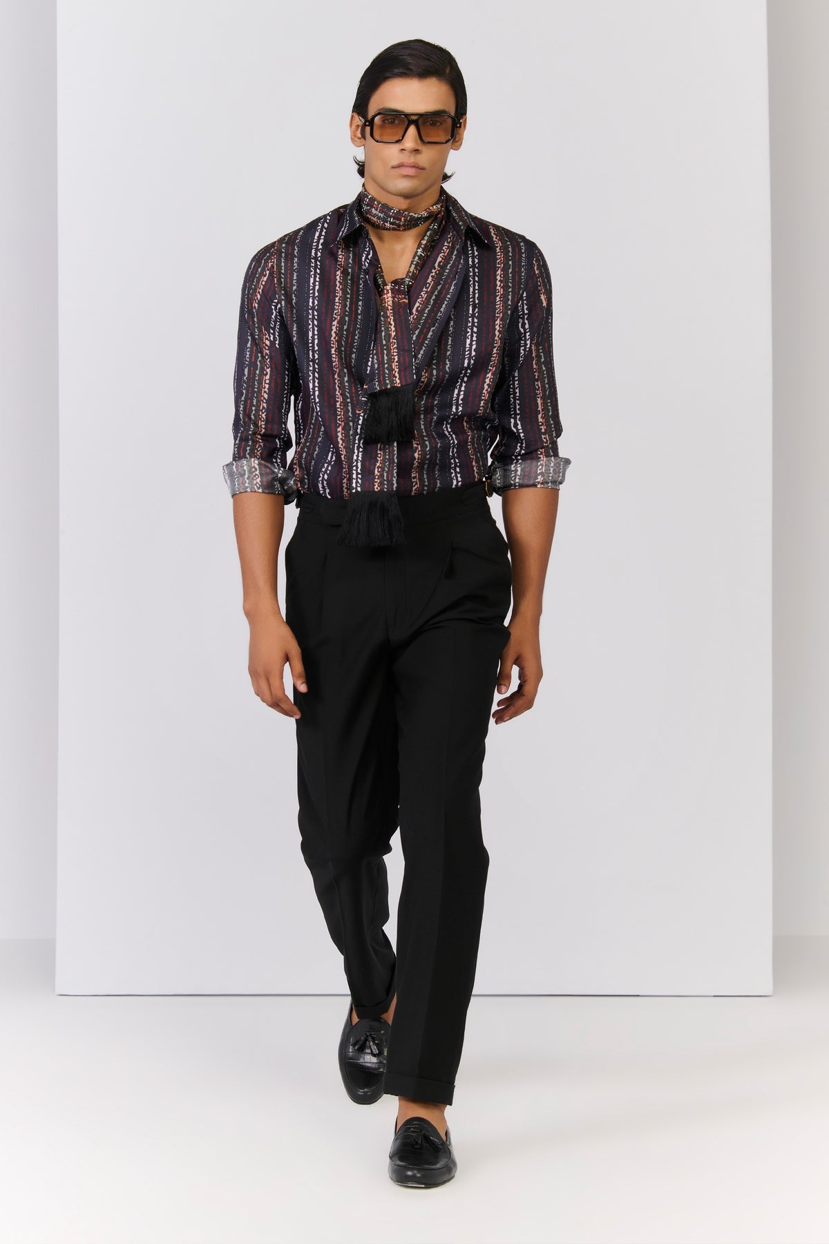 Multi-coloured Striped Silk Twill Shirt