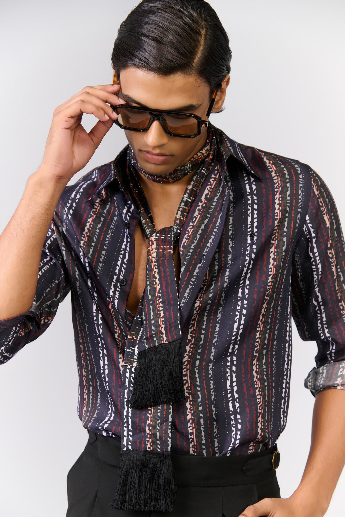 Multi-coloured Striped Silk Twill Shirt