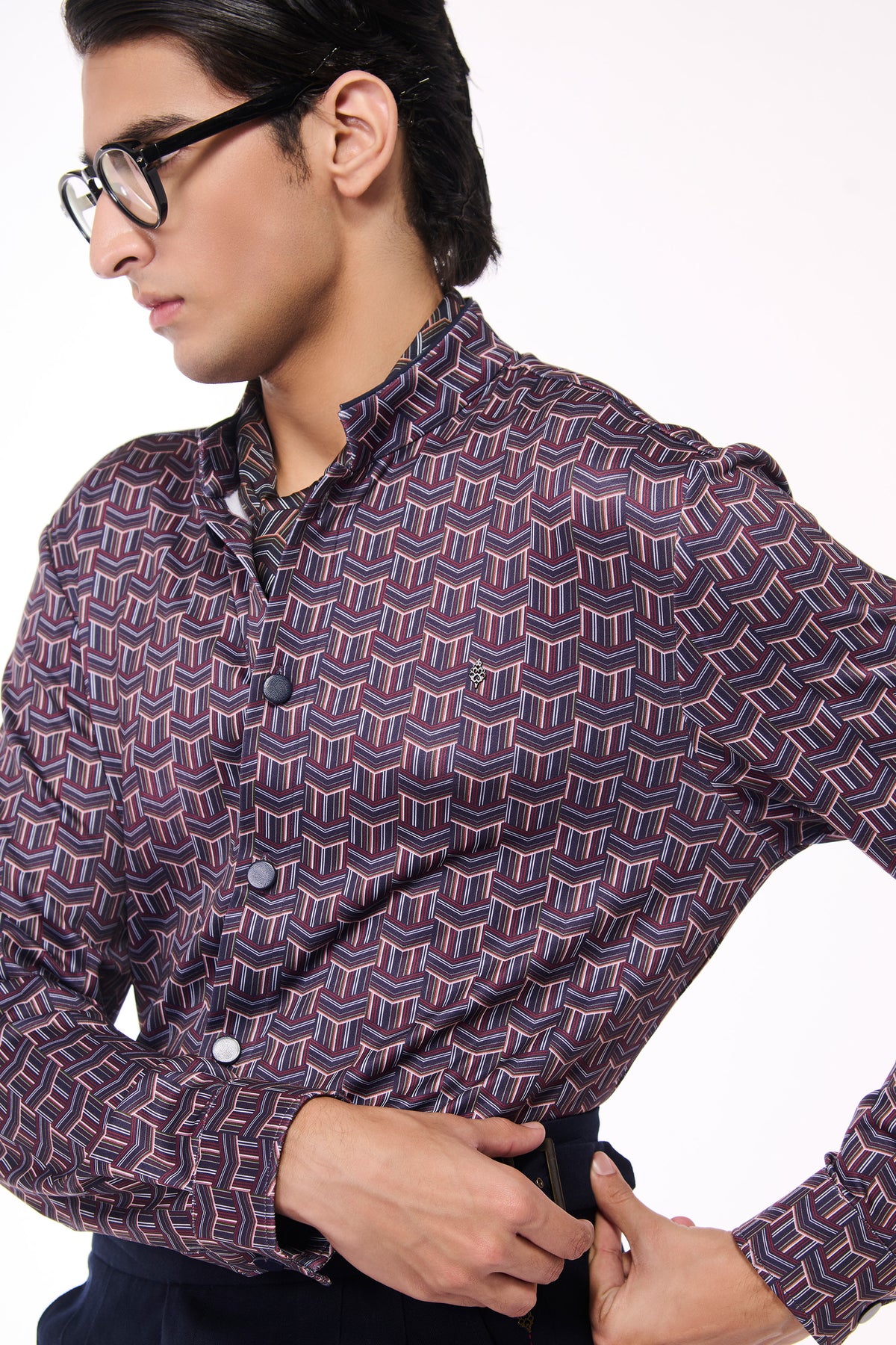 Multi-Hued Crepe Shirt