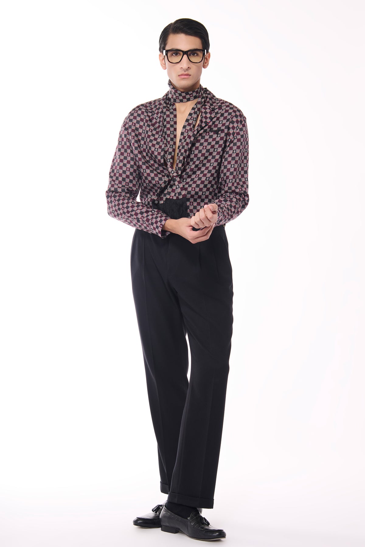 Cabernet Adamas Silk Twill Printed Shirt