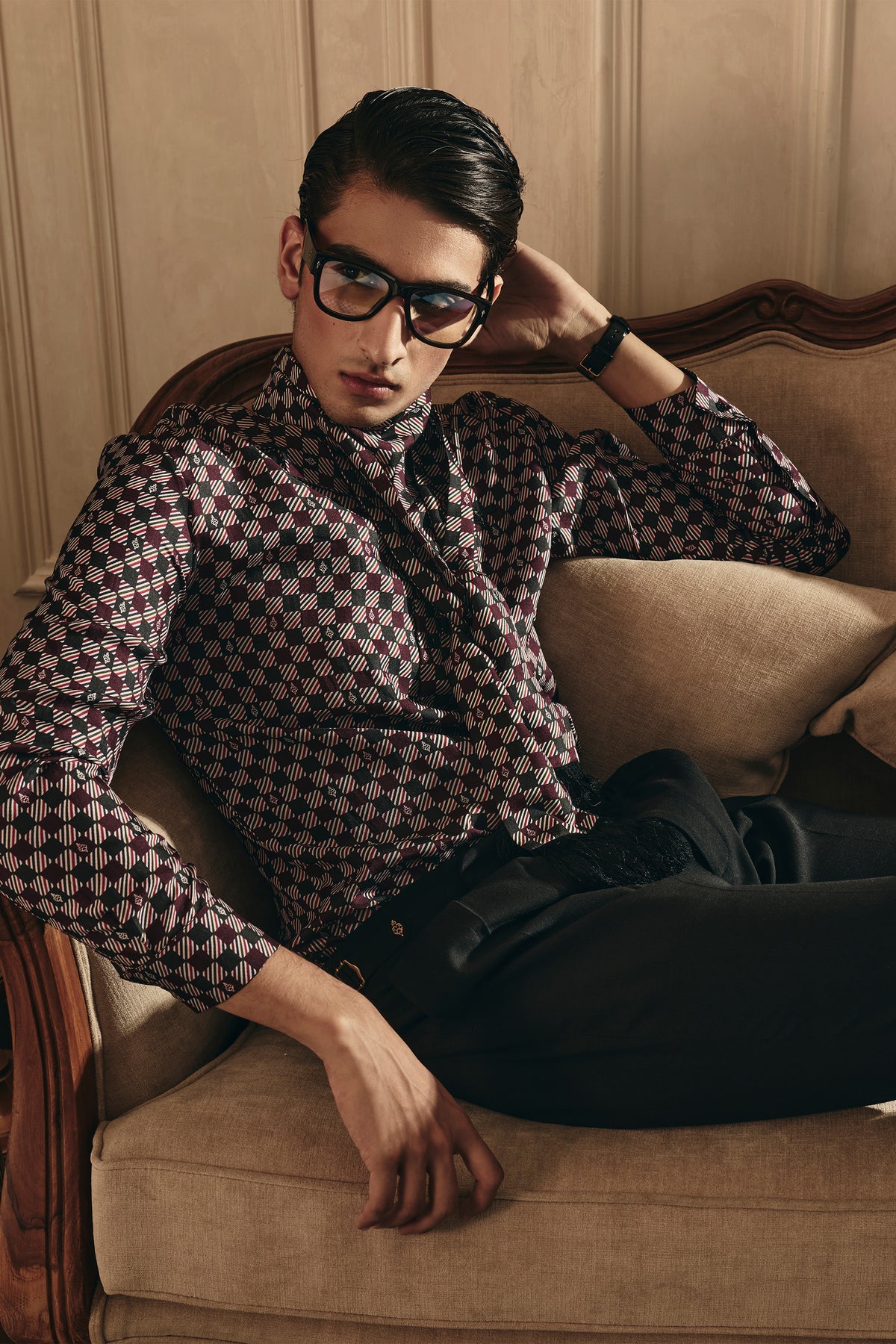 Cabernet Adamas Silk Twill Printed Shirt