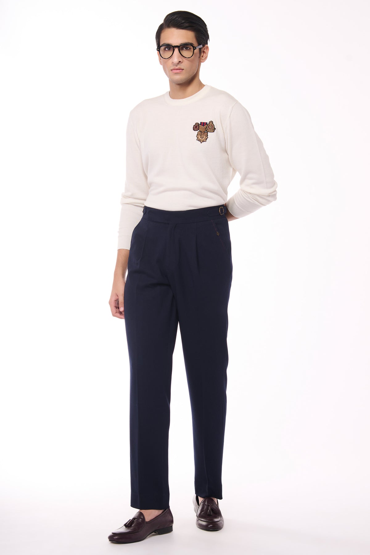 Off white Merino Wool Crested Sweater