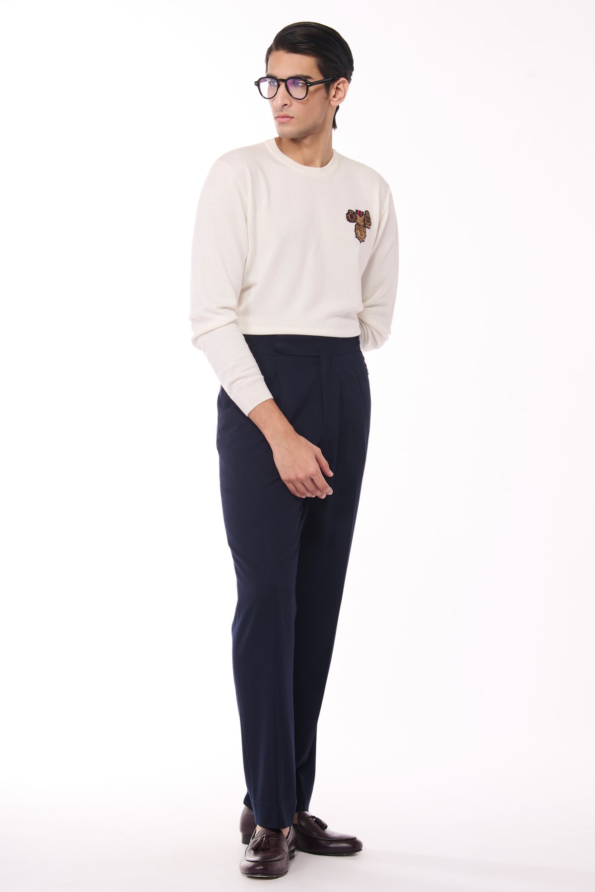 Off white Merino Wool Crested Sweater