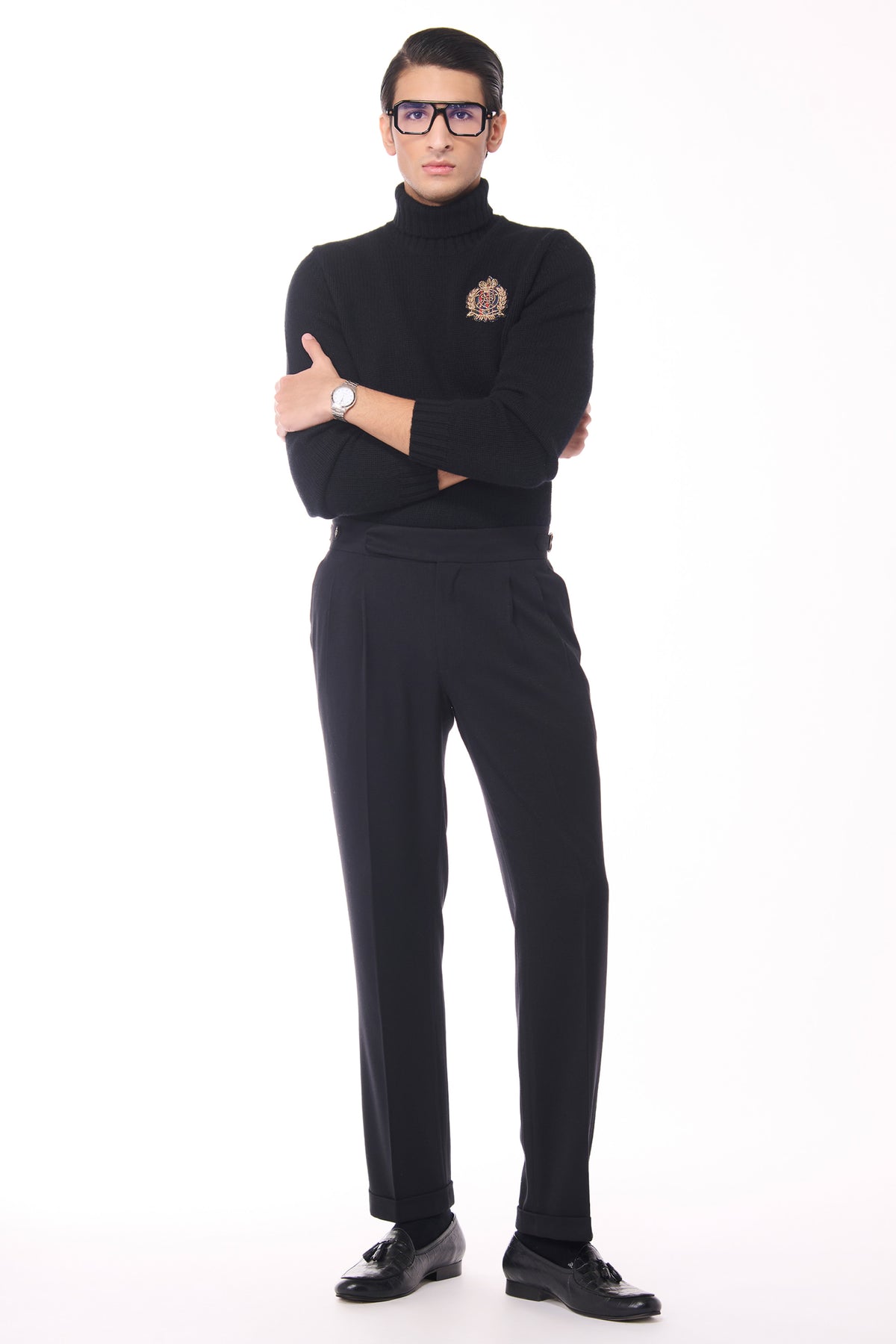 Black Cashmere High Neck Sweater