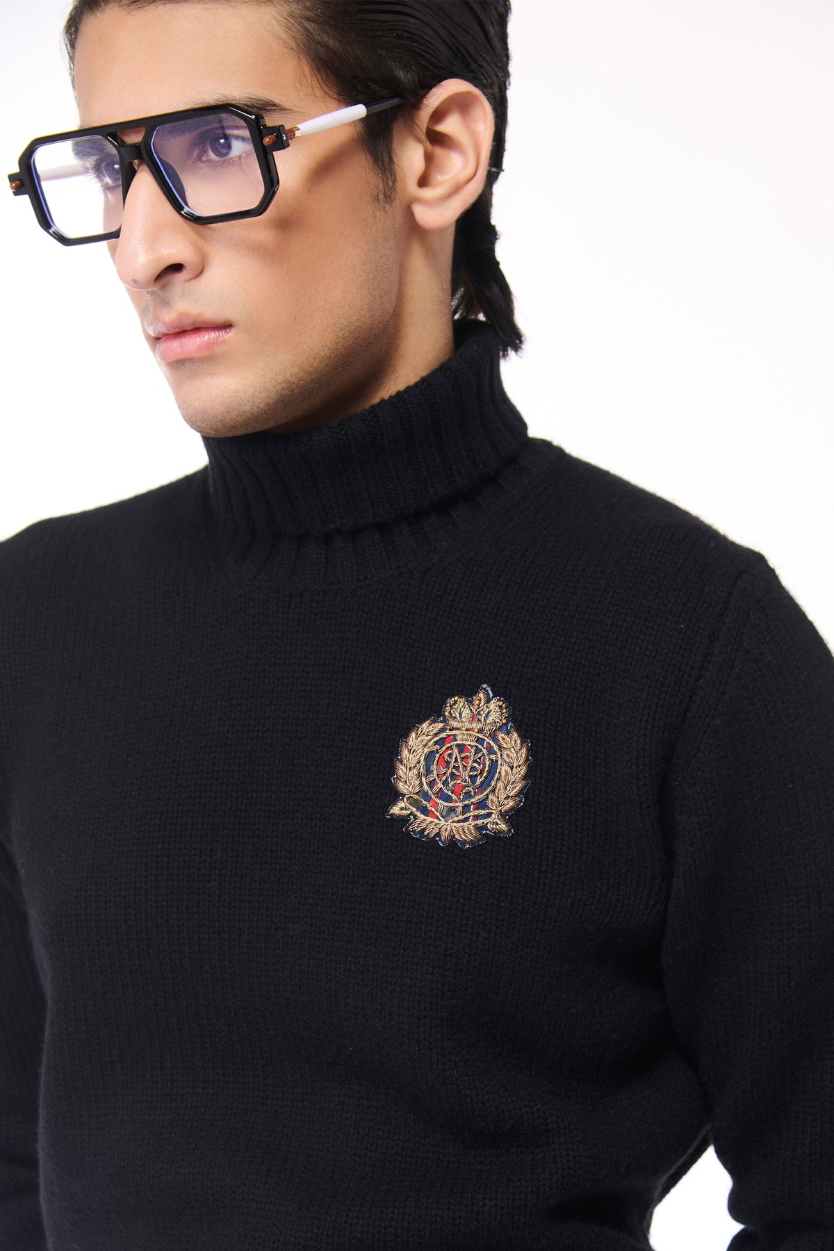 Black Cashmere High Neck Sweater