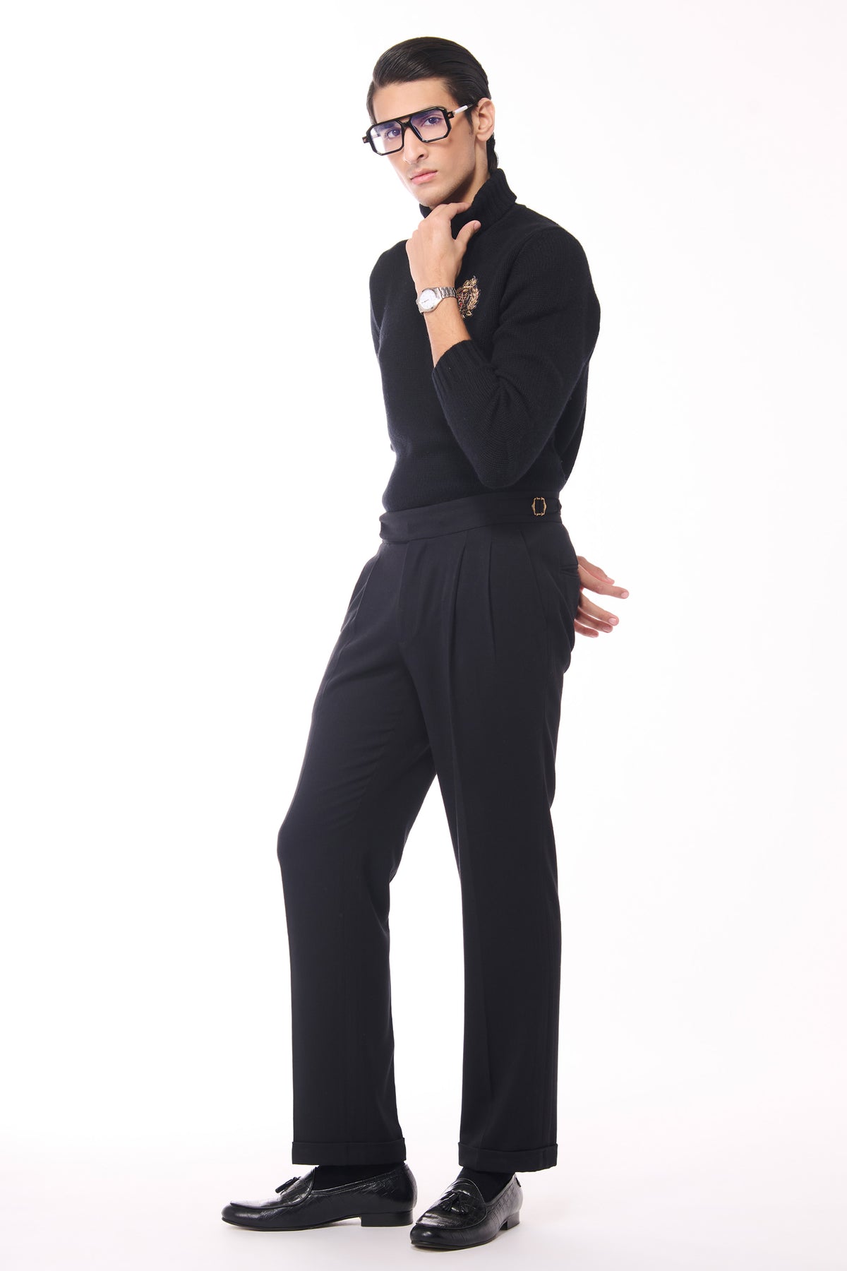 Black Cashmere High Neck Sweater