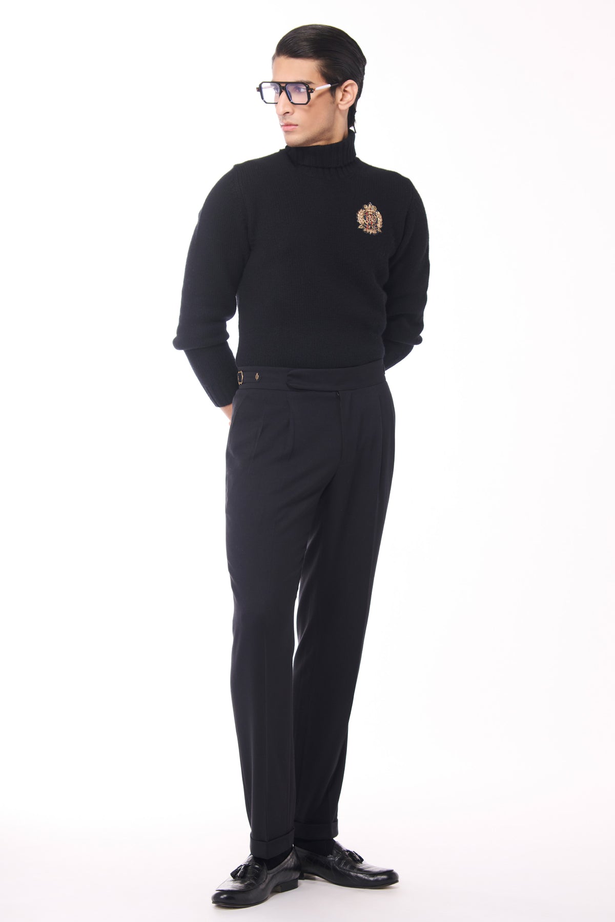 Black Cashmere High Neck Sweater