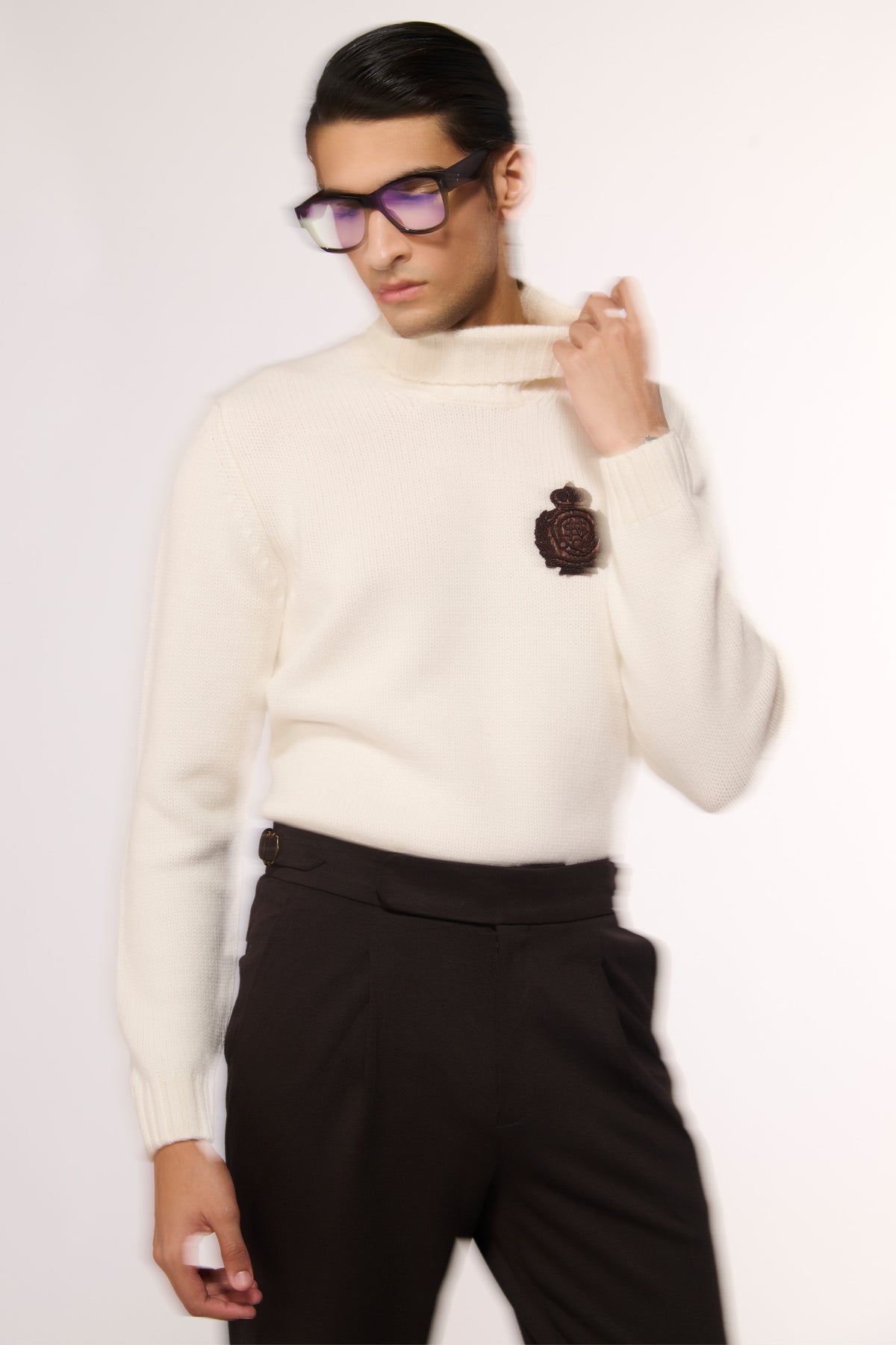 Off White Cashmere High Neck Sweater