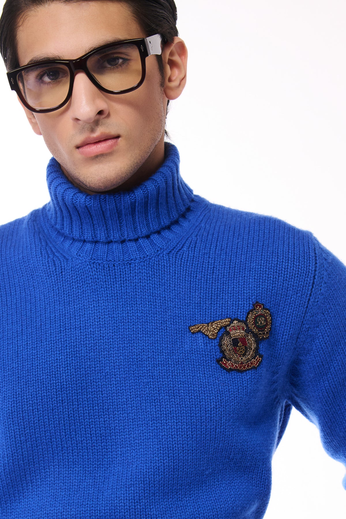 Electric Blue Cashmere Neck Sweater