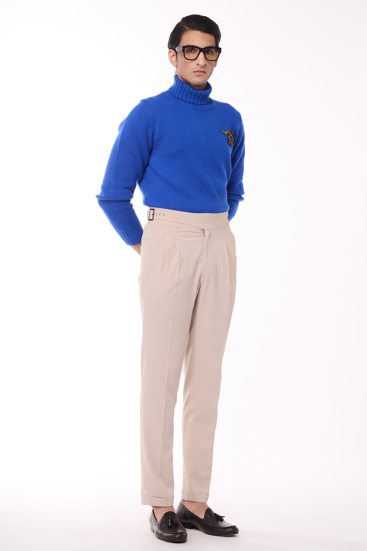 Electric Blue Cashmere Neck Sweater