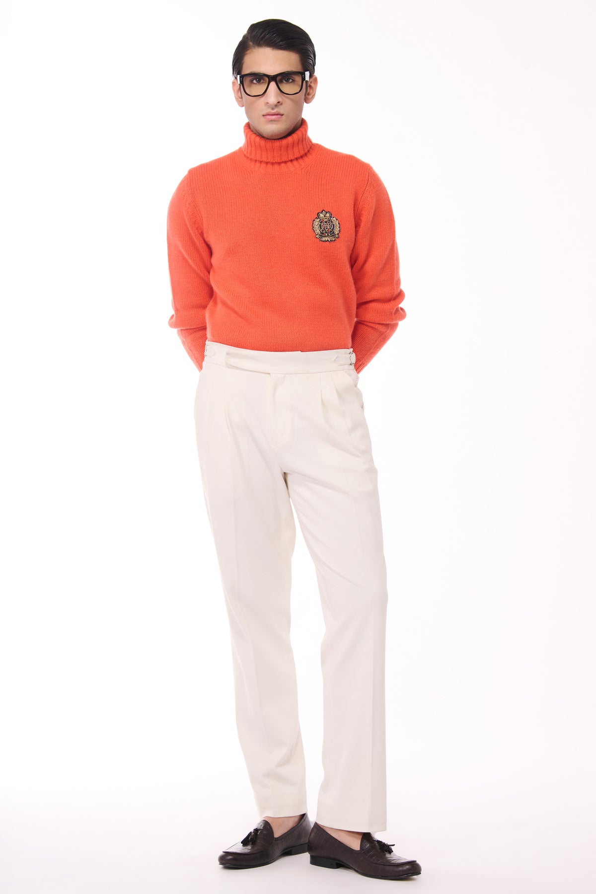 Orange Cashmere High Neck Sweater