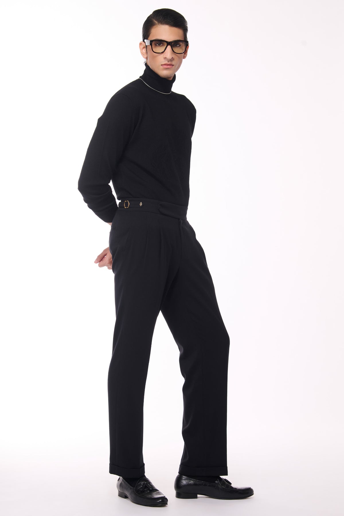 Black Merino Wool Turtle Sweater