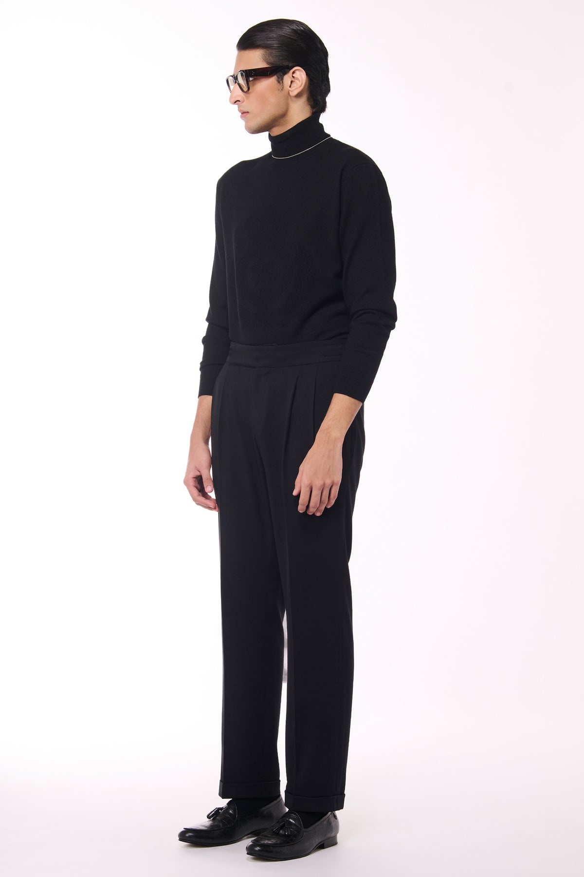 Black Merino Wool Turtle Sweater