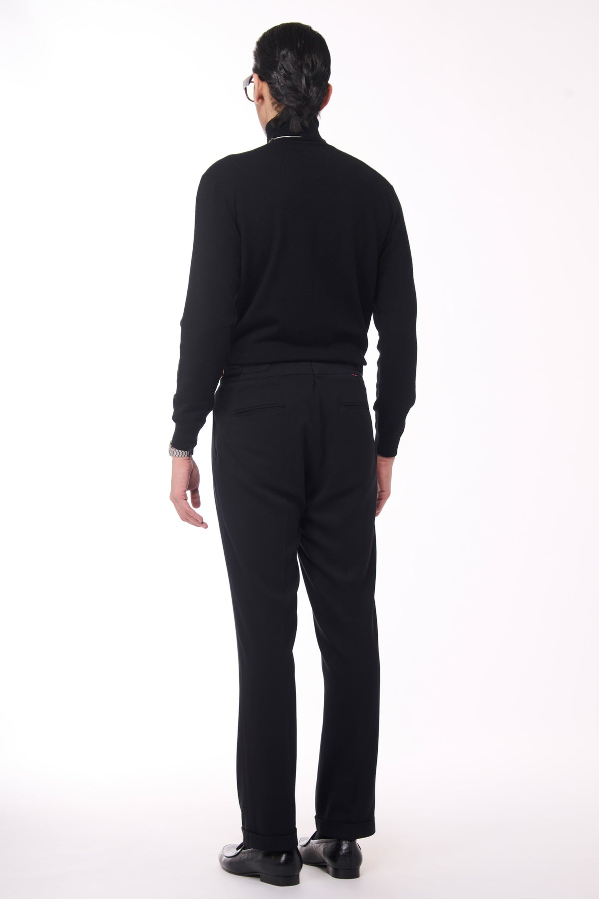 Black Merino Wool Turtle Sweater