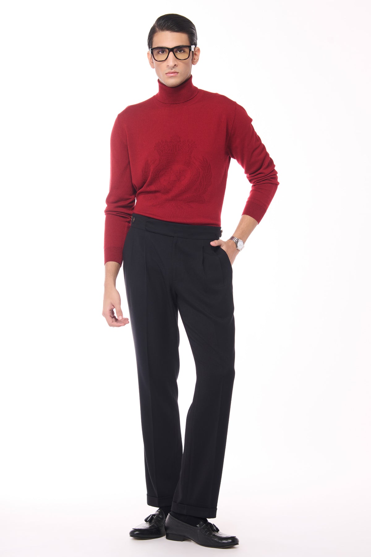 Cherry Merino Wool Turtle Sweater