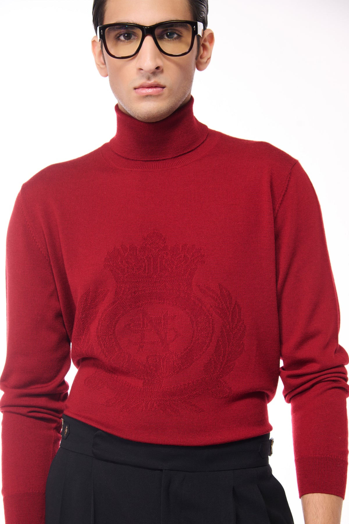 Cherry Merino Wool Turtle Sweater