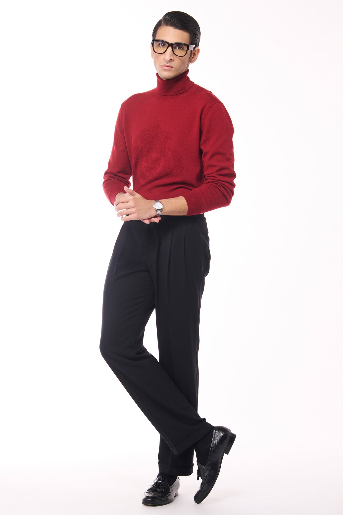 Cherry Merino Wool Turtle Sweater