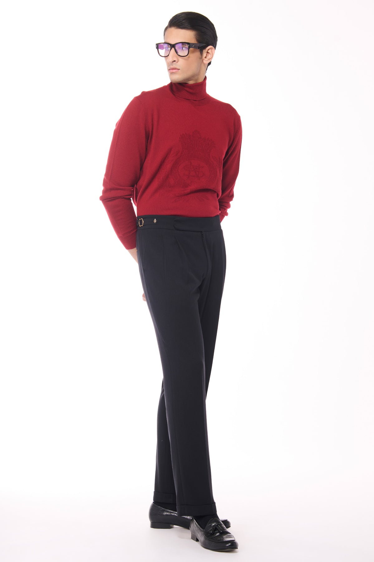 Cherry Merino Wool Turtle Sweater