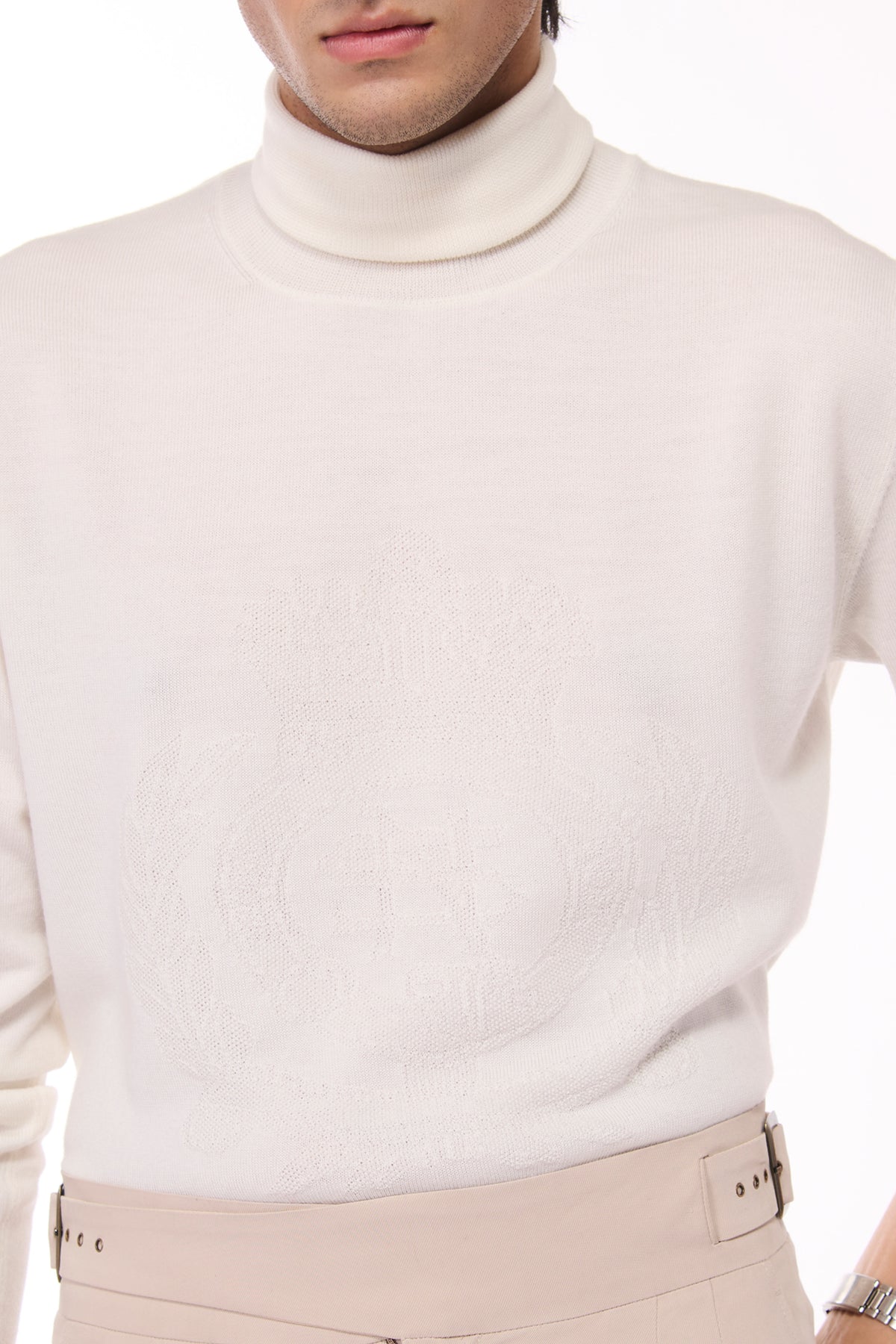 Off white Merino Wool Turtle Sweater
