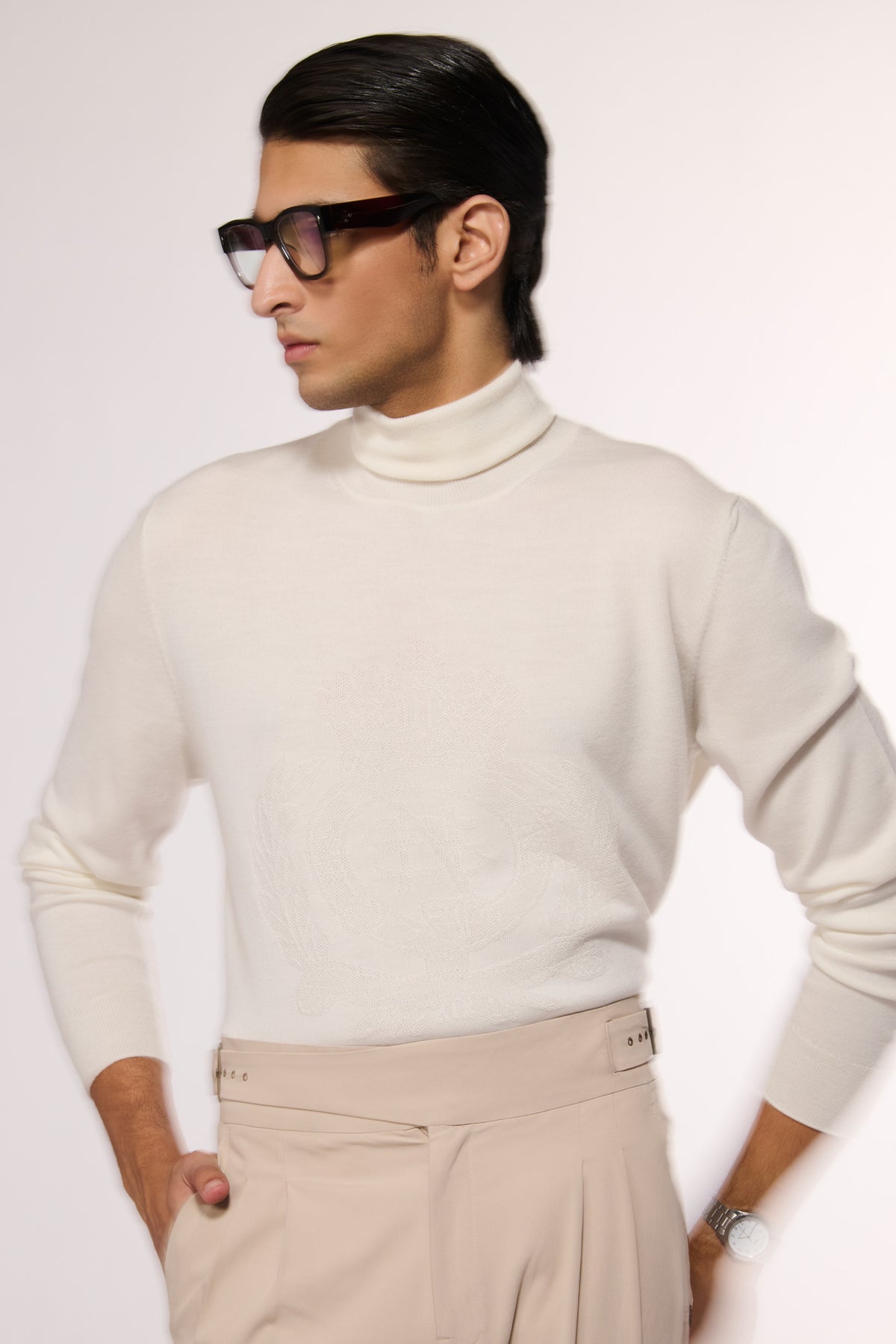 Off white Merino Wool Turtle Sweater