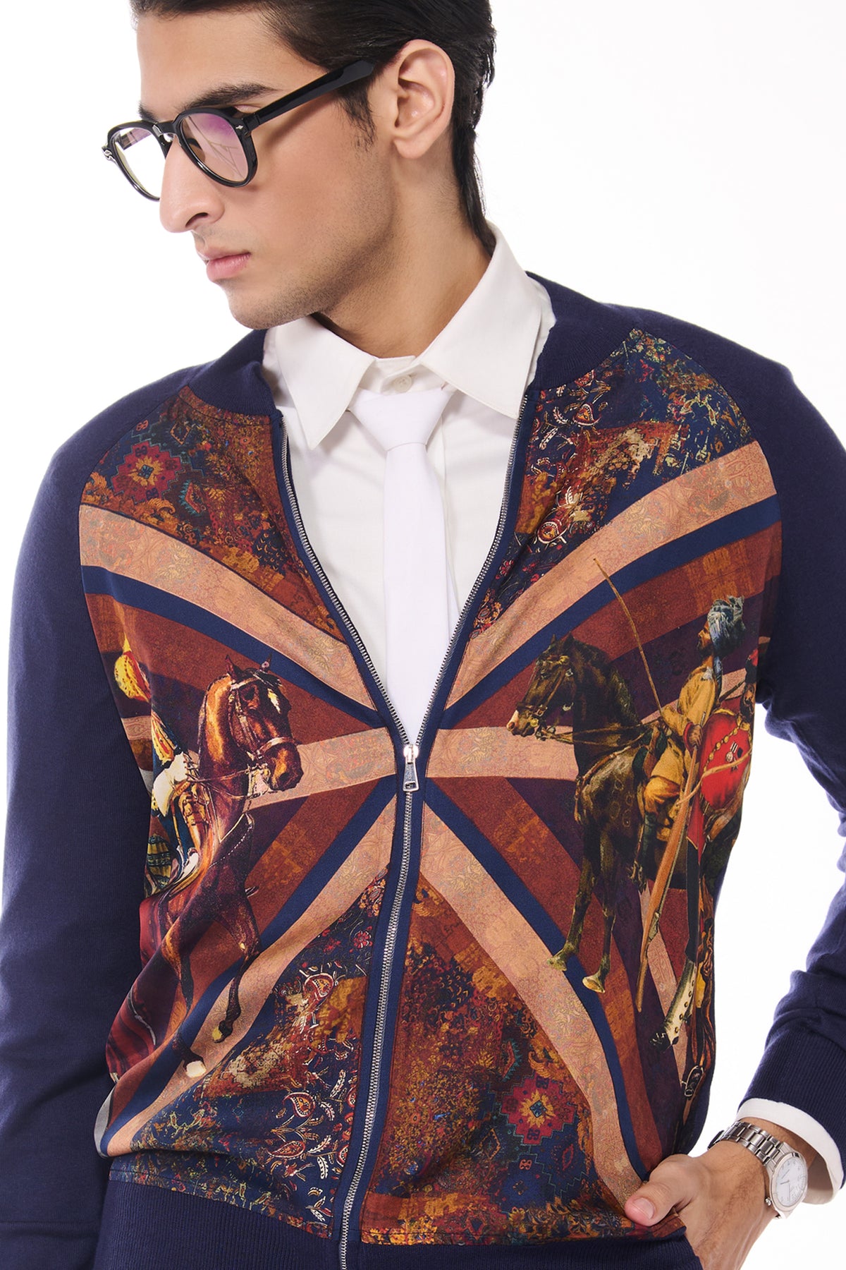 Flag Printed Merino Bomber Jacket