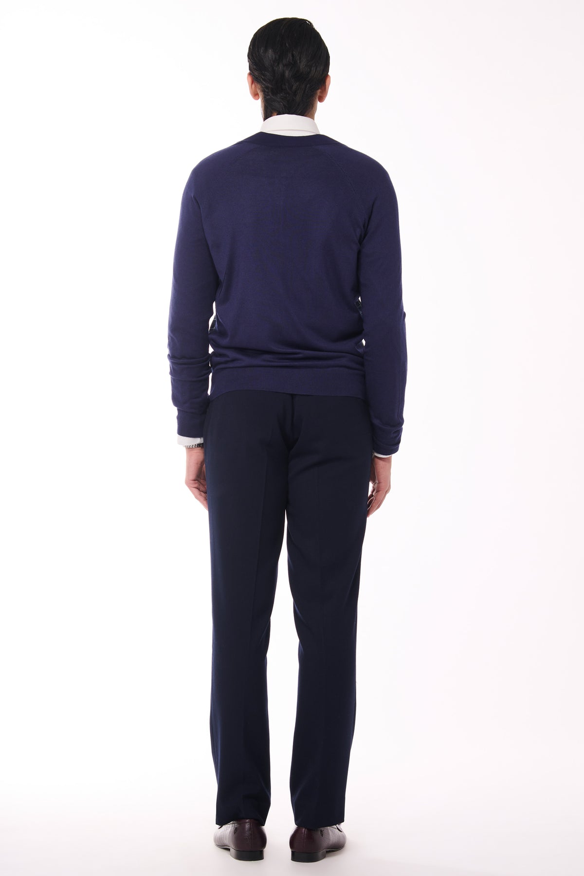 Navy Adamas Printed Merino Bomber Jacket