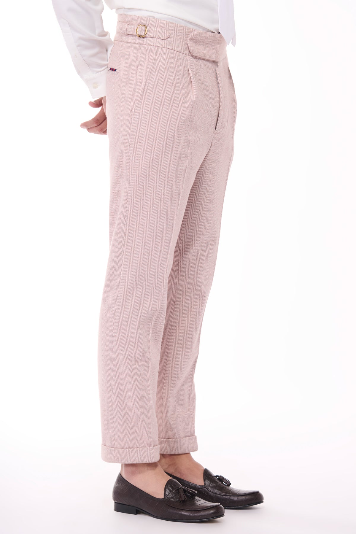 Pink Herringbone Trousers