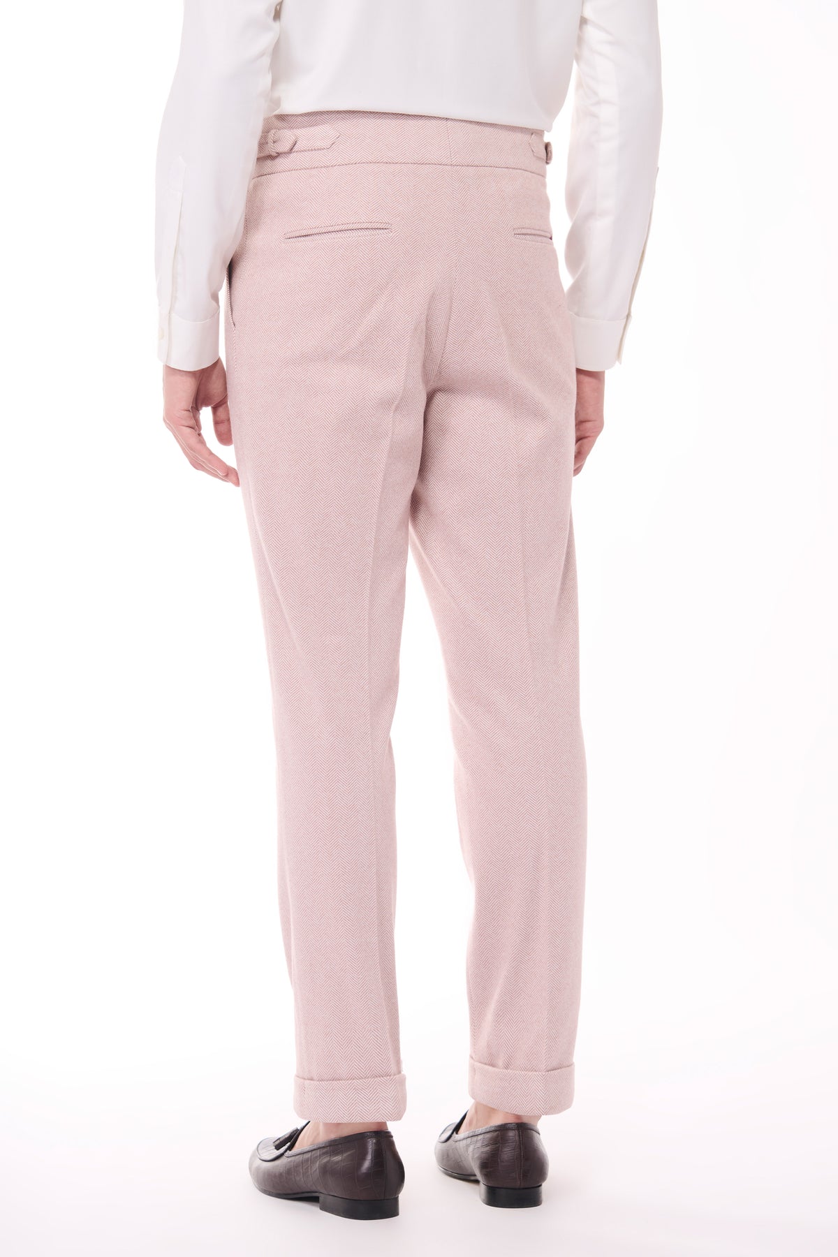 Pink Herringbone Trousers