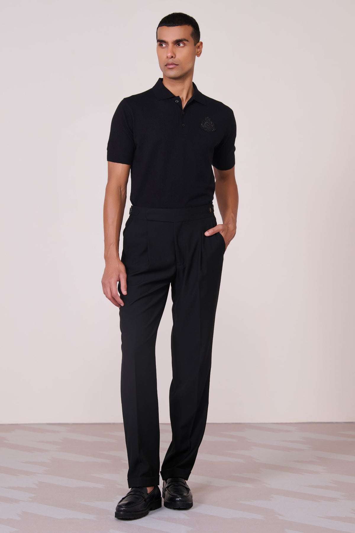 Black Cross Flap Trousers