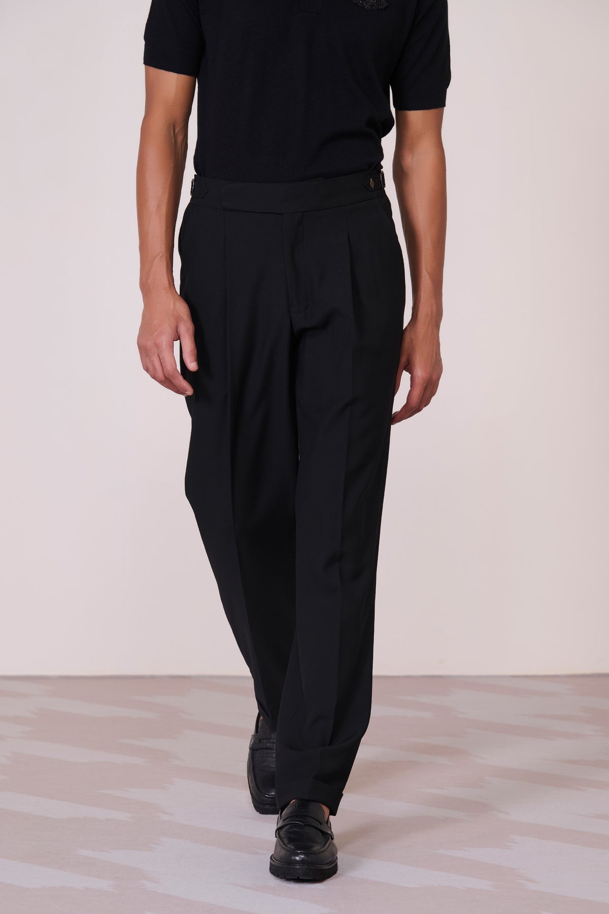 Black Cross Flap Trousers