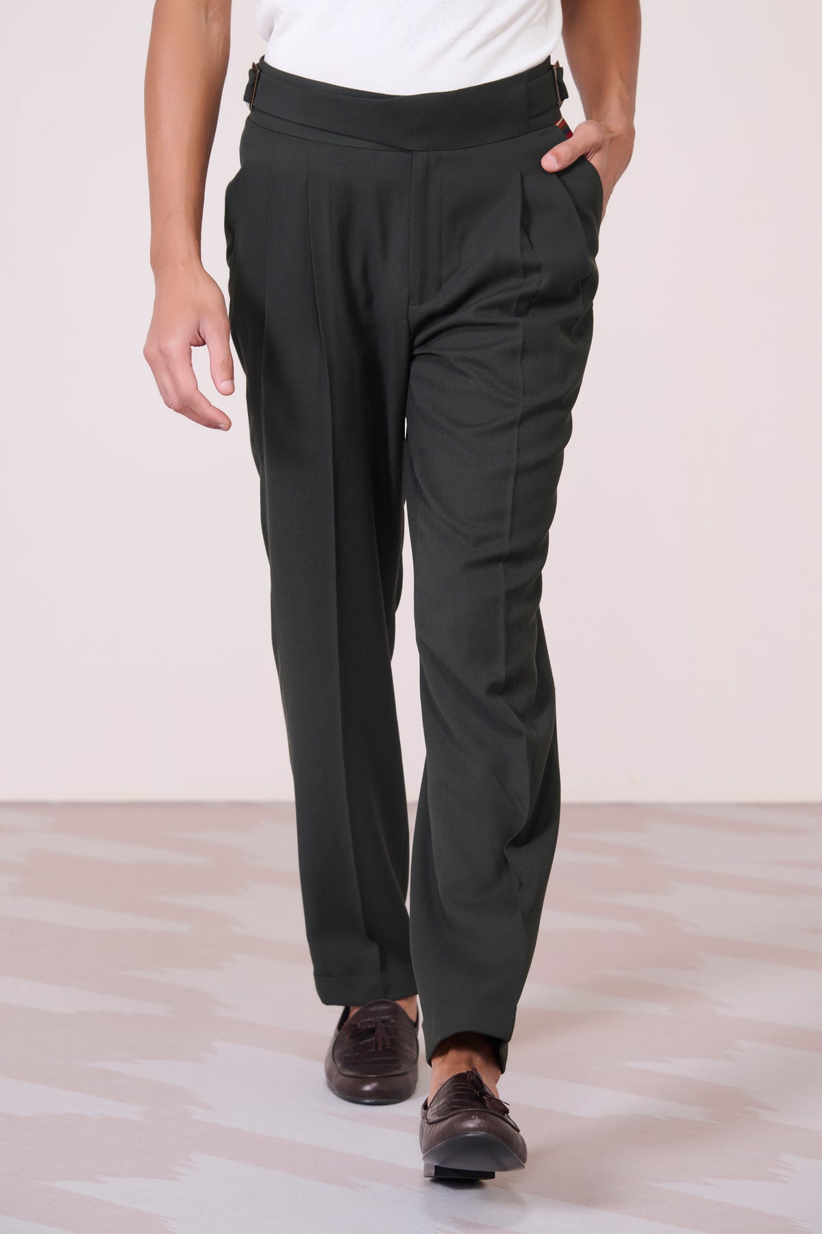 Military Green Cross Flap Trousers