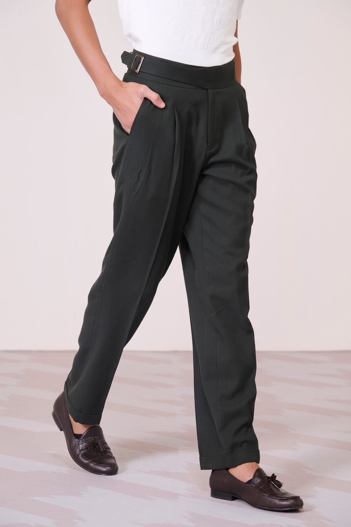 Military Green Cross Flap Trousers