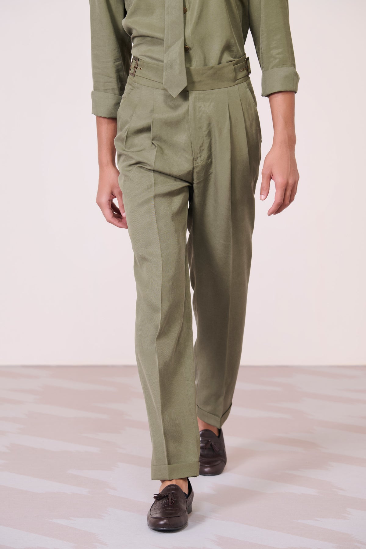 Olive Cross Flap Trousers
