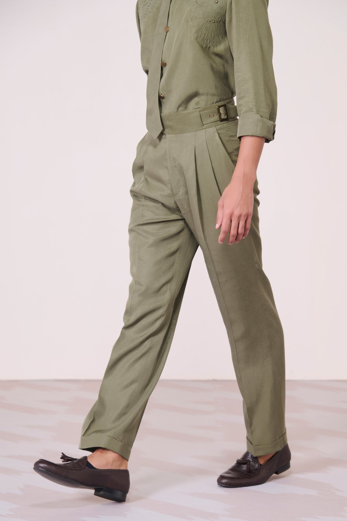 Olive Cross Flap Trousers