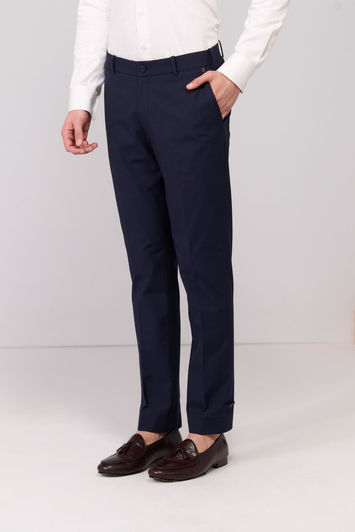 Navy Trousers With Signature Adamas