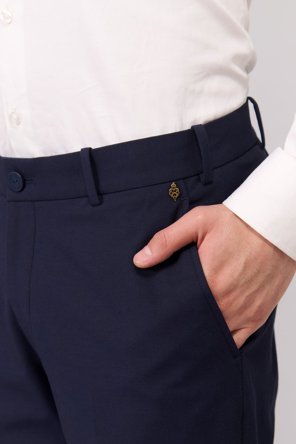 Navy Trousers With Signature Adamas