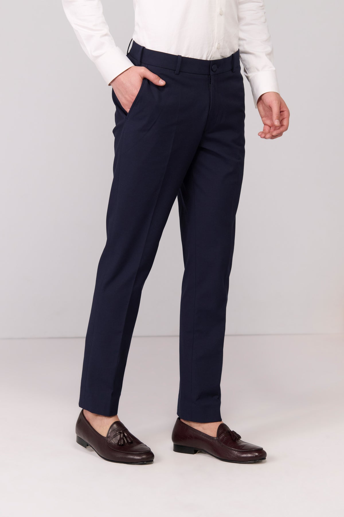 Navy Trousers With Signature Adamas