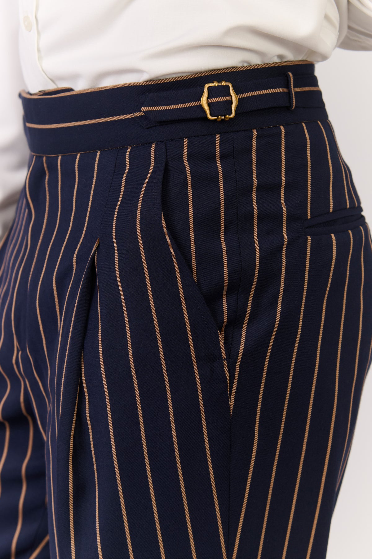 Navy Stripe Printed Trousers